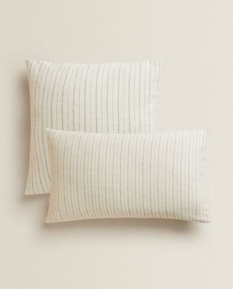 ZARA HOME Capa de almofada riscas azuis promoção