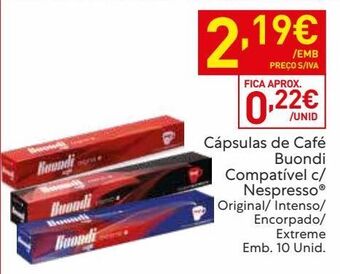 Recheio Cápsulas de café buondi promoção