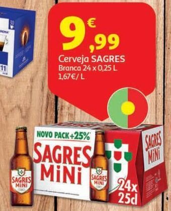 Cerveja sagres:branca 24x0.25l
