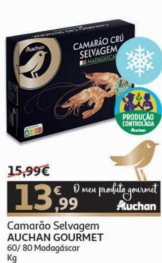 Auchan Camarão selv cong 60/80 auchanprod controlada kg madagáscar promoção