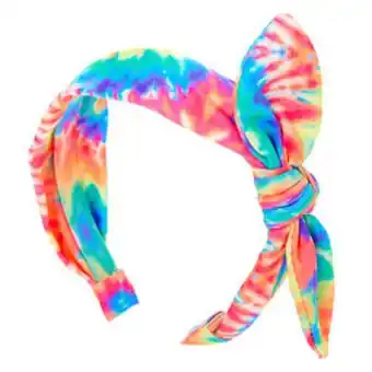 Claire's Tie dye knotted bow headband - rainbow promoção