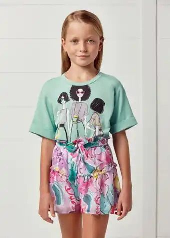 Saia calça gaza estampada rapariga