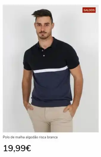 Polo de Malha Algodao Risca branca