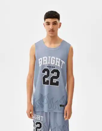 Bershka T-shirt sem mangas mesh basket chamas promoção