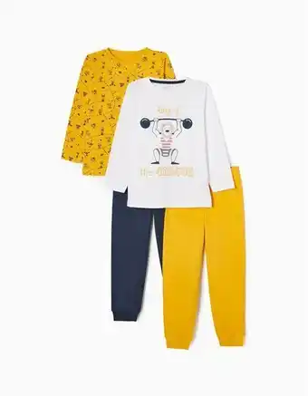 Zippy Pack 2 pijamas de algodão para menino 'leão', branco/azul/amarelo promoção