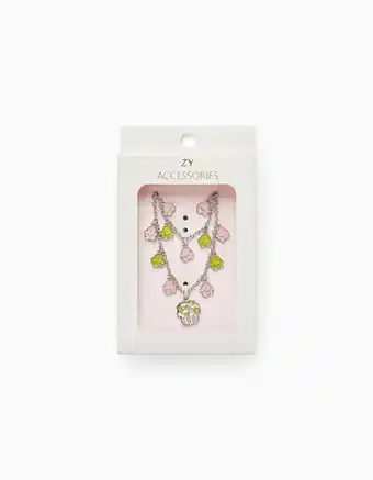 Colar + pulseira para menina 'popcorn', prateado