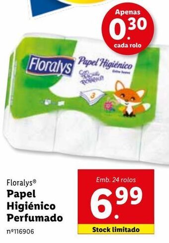 Lidl Papel higiênico floralys promoção