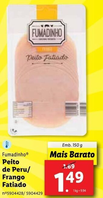 Lidl Peito de peru fumadinho promoção