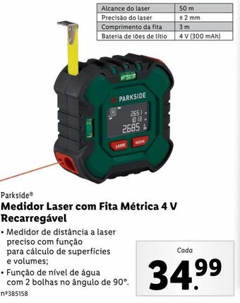 Lidl Medidor laser parkside promoção