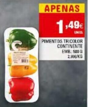 Continente Pimentos Tricolor Continente 500g promoção