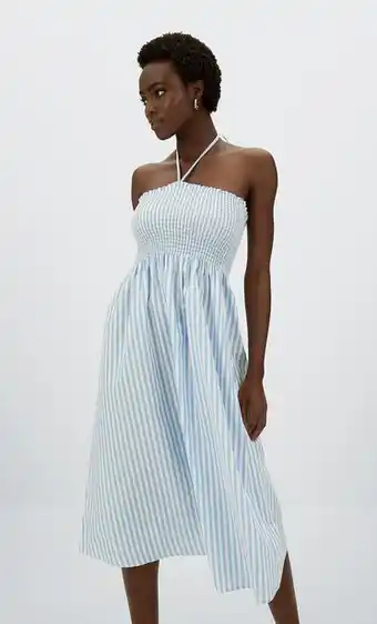 Stradivarius Vestido smoke com decote caicai promoção