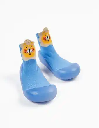 Zippy Steppies meias com sola de borracha para bebé menino 'leão', azul promoção