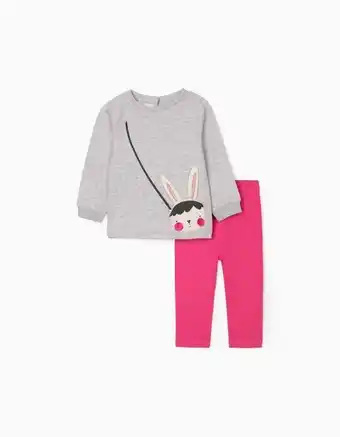 Sweatshirt + leggings para bebé menina 'bunny', cinza/rosa