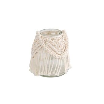 Hôma Castiçal de vidro supenso com macramé promoção