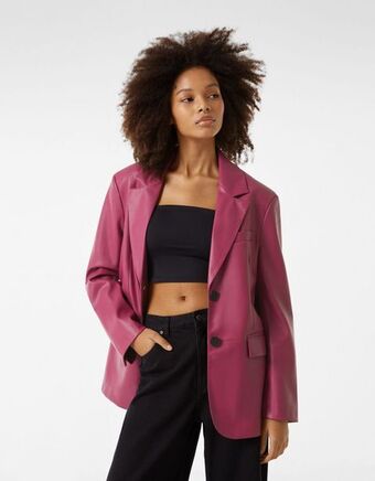 Bershka Blazer oversize com efeito pele promoção