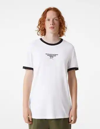 Bershka T-shirt de manga curta regular fit com estampado de mensagem promoção