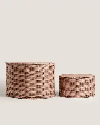 ZARA HOME Cesto entrançado com tampa promoção