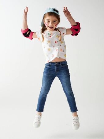 Vertbaudet Calças slim indestrutíveis, para menina - azul escuro... promoção