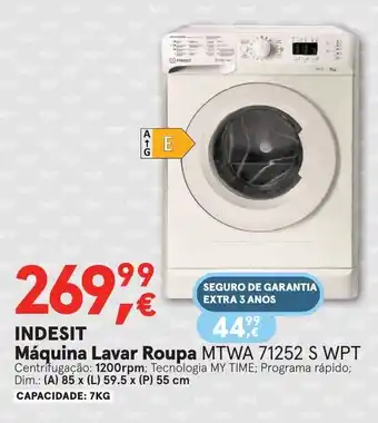 Worten INDESIT Máquina Lavar Roupa MTWA 71252 S WPT promoção