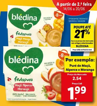 Lidl Blédina Puré de Maçã, Alperce e Morango promoção