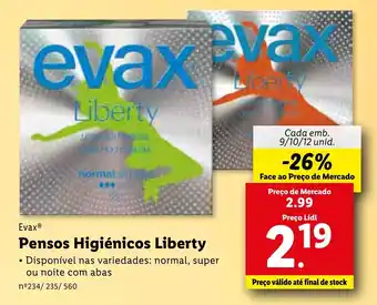 Lidl Evax Pensos Higiénicos Liberty promoção