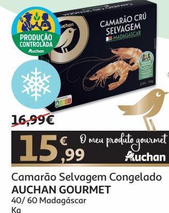 Auchan Camarão selv cong 40/60 auchanprod controlada kg madagáscar promoção