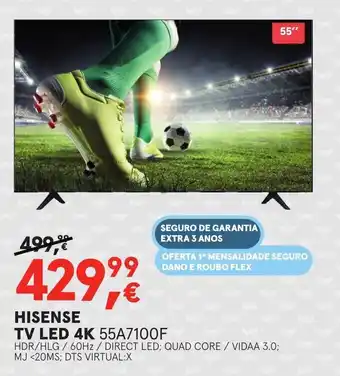 Worten HISENSE TV LED 4K 55A7100F promoção