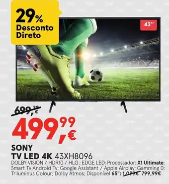 Worten Sony TV LED 4K 43XH8096 promoção