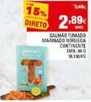 Continente Salmão Fumado Marinado Noruega Continente 80g promoção