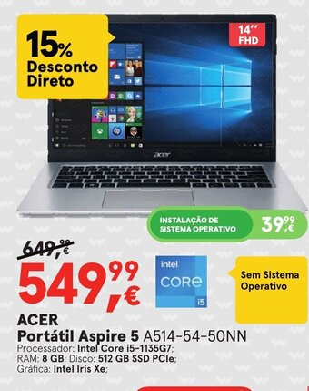 Worten ACER Portátil Aspire 5 promoção