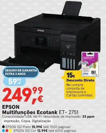 Worten Epson Multifunções Ecotank ET-2751 promoção