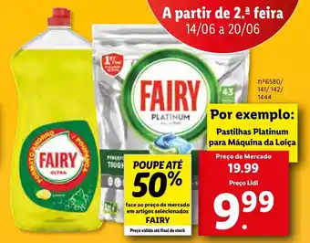 Lidl Fairy Pastilhas Platinum para Máquina da Loiça promoção