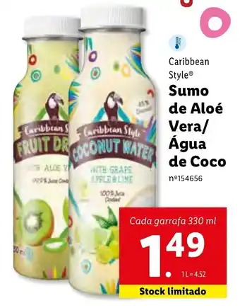 Lidl Sumo de Aloé Vera/ Água de Coco 330ml promoção