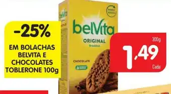 Em Bolachas Belvita e Chocolate Toblerone 100g
