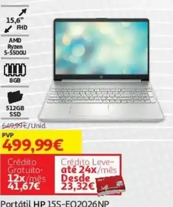 Auchan Pc portátil hp 15s-eq2026np promoção
