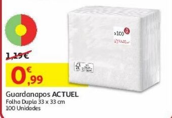 Auchan Guardanapos actuel:folha dupla 33x33cm 100und promoção