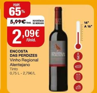 Intermarché Encosta das Perdizes Vinho Regional Alentejano 0,75L promoção