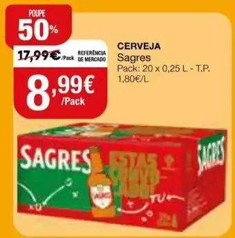 Intermarché erveja Sagres 20x0,25L promoção