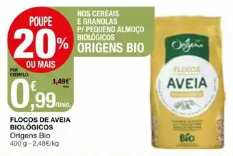 Intermarché Flocos de Aveia Biológicos Origens Bio 400g promoção