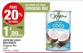 Intermarché Leite de Coco Biológico Origens Light 400ml promoção