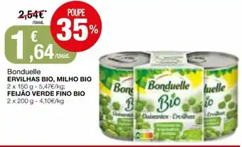 Intermarché Bonduelle Ervilhas Bio, Milho Bio 2x150g/ Feijão Verde Fino Bio 2x200g promoção