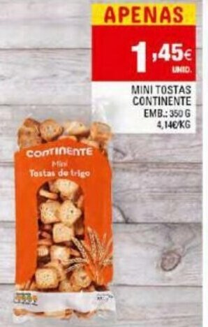 Continente Mini Tostas Continente 350g promoção