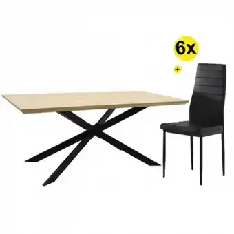 Pack mesa de jantar trendy (carvalho) + 6 cadeiras zara (preto)