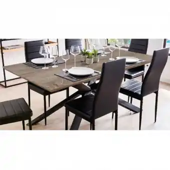 Homy Casa Pack mesa de jantar trendy (carvalho cinza) + 6 cadeiras zara (preto) promoção