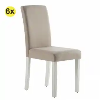 Homy Casa Pack 6 cadeiras de sala isabelinho (bege com pés brancos) promoção