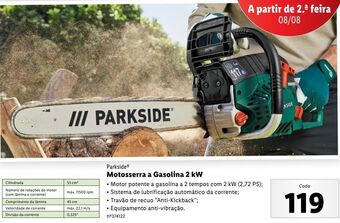 Lidl Motosserra à gasolina parkside promoção