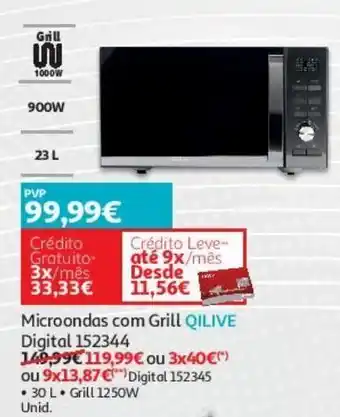 Auchan Microondas c/grill qilive promoção