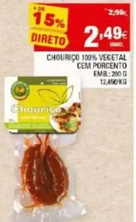 Continente Chouriço 100% Vegetal Cem Porcento 200g promoção