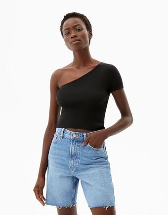 Bershka Sweater manga curta assimétrica promoção