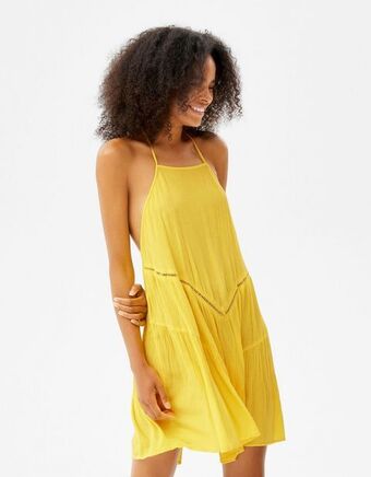 Bershka Vestido mini em crepe com folhos promoção